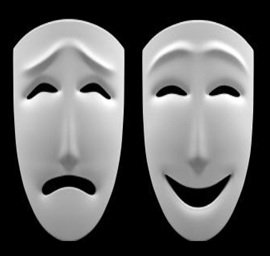 Theater masks, frown and smile
